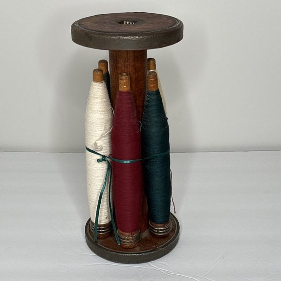 Art 6 Vintage Antique Wooden Textile Mill Thread Bobbins Spindles